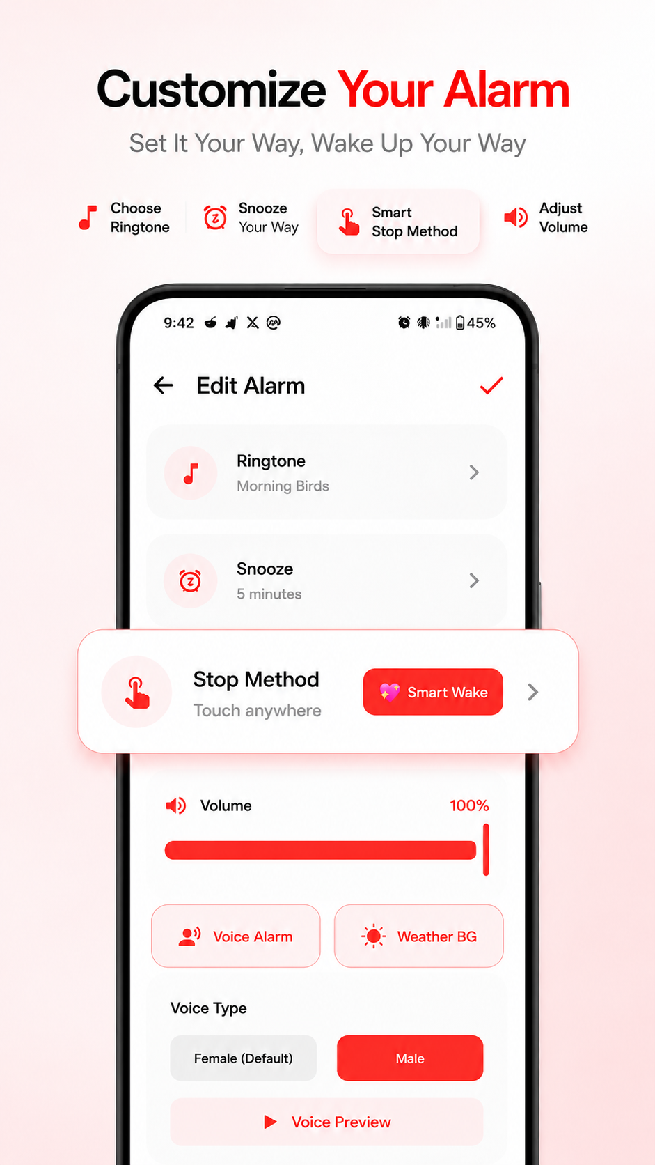 Sweet Alarm main screen