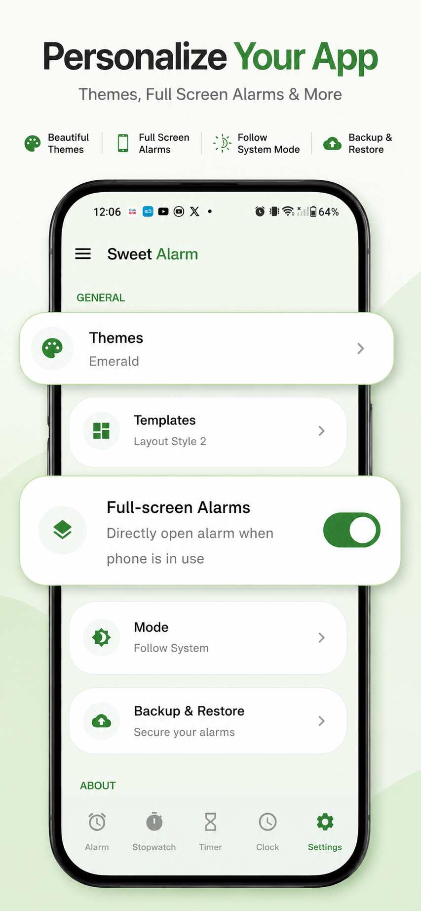 Sweet Alarm feature screen 2
